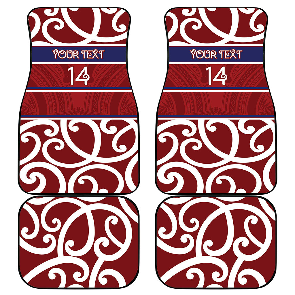Southland Custom Rugby New Zealand Car Mats Aotearoa Maori Pukana Tiki Mascot