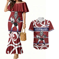 Southland Custom Rugby New Zealand Couples Matching Mermaid Dress and Hawaiian Shirt Aotearoa Maori Pukana Tiki Mascot