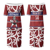 Southland Custom Rugby New Zealand Couples Matching Puletasi and Hawaiian Shirt Aotearoa Maori Pukana Tiki Mascot