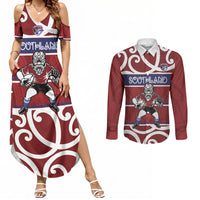 Southland Custom Rugby New Zealand Couples Matching Summer Maxi Dress and Long Sleeve Button Shirt Aotearoa Maori Pukana Tiki Mascot