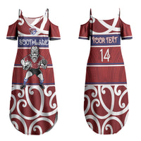 Southland Custom Rugby New Zealand Family Matching Summer Maxi Dress and Hawaiian Shirt Aotearoa Maori Pukana Tiki Mascot