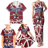 Southland Custom Rugby New Zealand Family Matching Tank Maxi Dress and Hawaiian Shirt Aotearoa Maori Pukana Tiki Mascot