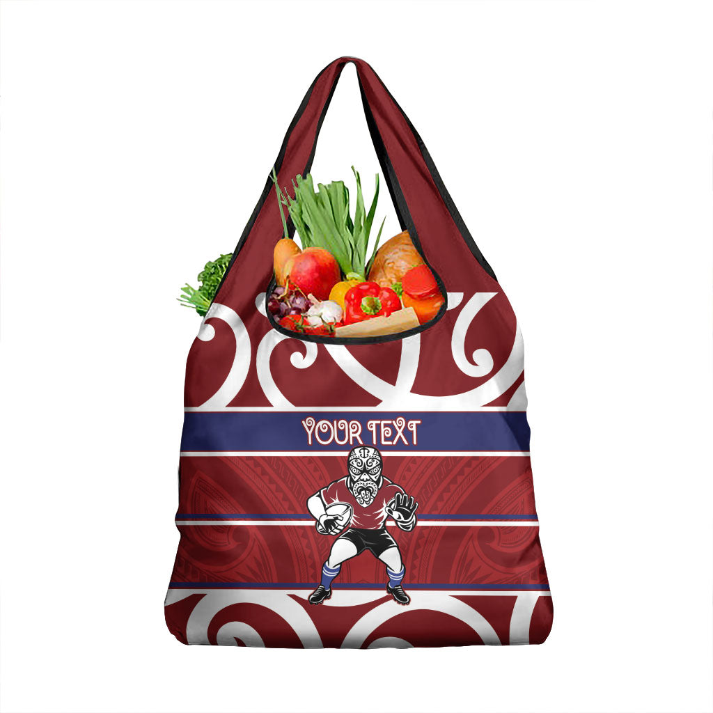 Southland Custom Rugby New Zealand Grocery Bag Aotearoa Maori Pukana Tiki Mascot