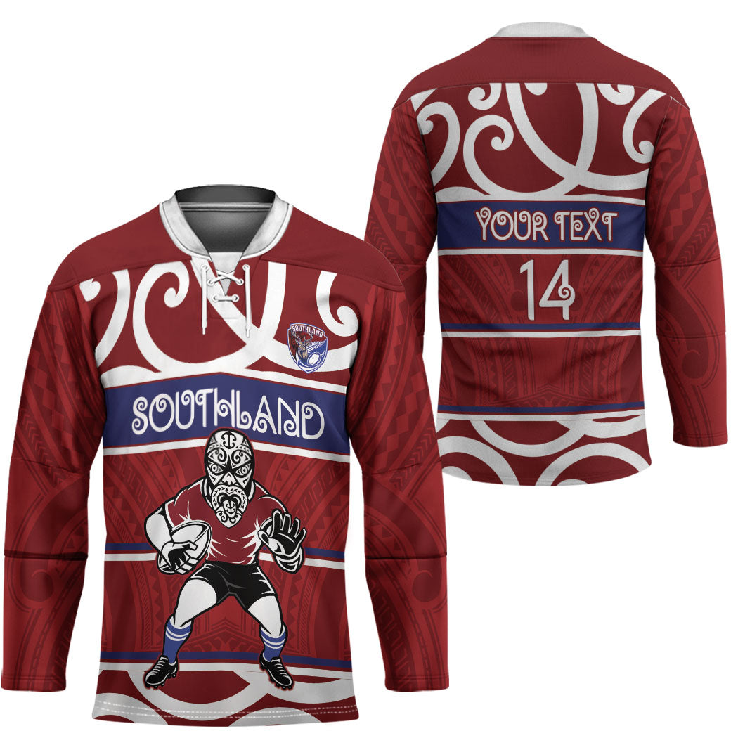Southland Custom Rugby New Zealand Hockey Jersey Aotearoa Maori Pukana Tiki Mascot