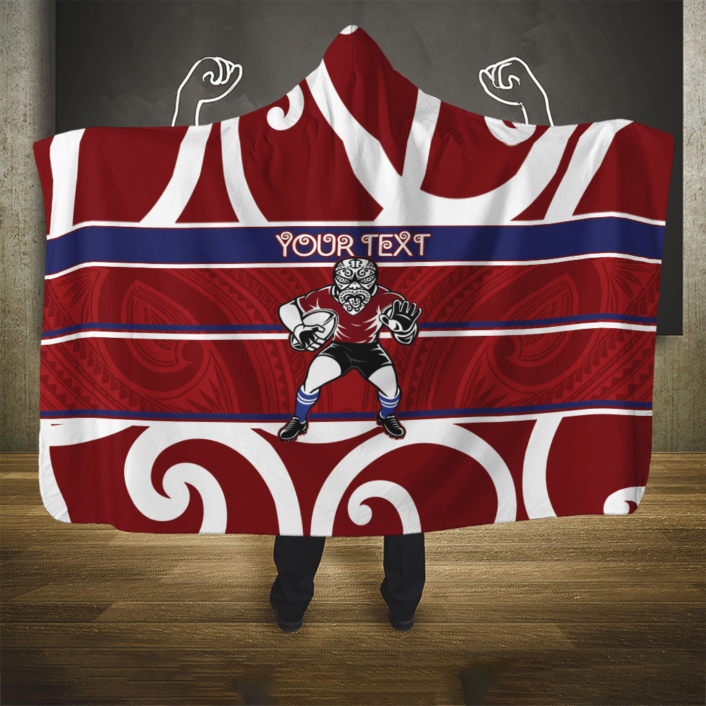 Southland Custom Rugby New Zealand Hooded Blanket Aotearoa Maori Pukana Tiki Mascot
