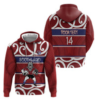 Southland Custom Rugby New Zealand Hoodie Aotearoa Maori Pukana Tiki Mascot