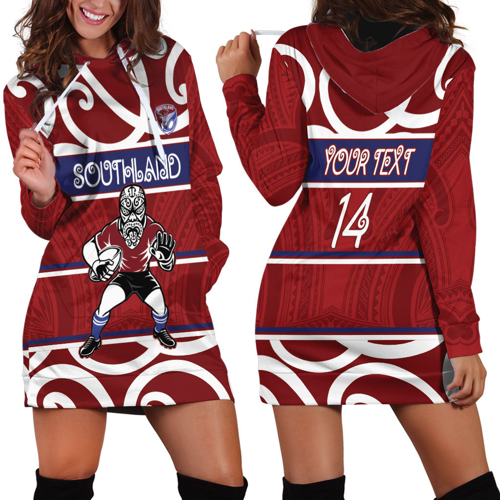 Southland Custom Rugby New Zealand Hoodie Dress Aotearoa Maori Pukana Tiki Mascot