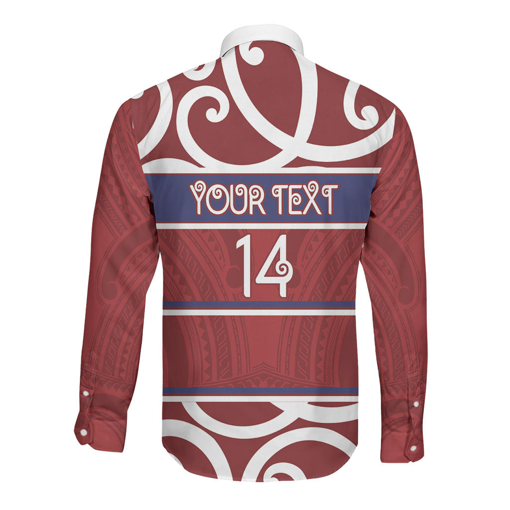 Southland Custom Rugby New Zealand Long Sleeve Button Shirt Aotearoa Maori Pukana Tiki Mascot