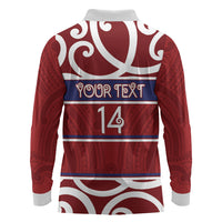 Southland Custom Rugby New Zealand Long Sleeve Polo Shirt Aotearoa Maori Pukana Tiki Mascot