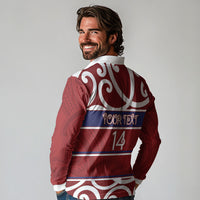 Southland Custom Rugby New Zealand Long Sleeve Polo Shirt Aotearoa Maori Pukana Tiki Mascot