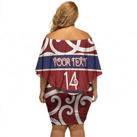 Southland Custom Rugby New Zealand Off Shoulder Short Dress Aotearoa Maori Pukana Tiki Mascot