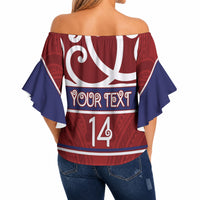 Southland Custom Rugby New Zealand Off Shoulder Wrap Waist Top Aotearoa Maori Pukana Tiki Mascot