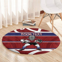 Southland Custom Rugby New Zealand Round Carpet Aotearoa Maori Pukana Tiki Mascot