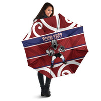 Southland Custom Rugby New Zealand Umbrella Aotearoa Maori Pukana Tiki Mascot