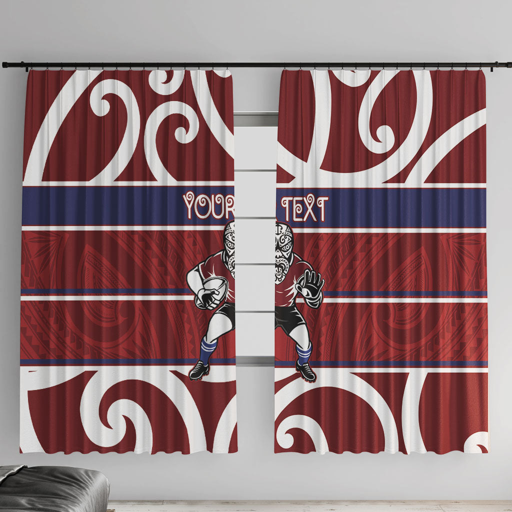 Southland Custom Rugby New Zealand Window Curtain Aotearoa Maori Pukana Tiki Mascot