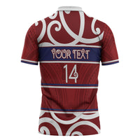 Southland Custom Rugby New Zealand Zipper Polo Shirt Aotearoa Maori Pukana Tiki Mascot