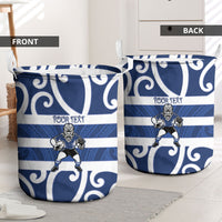 Auckland Custom Rugby New Zealand Laundry Basket Aotearoa Maori Pukana Tiki Mascot
