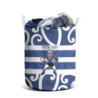 Auckland Custom Rugby New Zealand Laundry Basket Aotearoa Maori Pukana Tiki Mascot