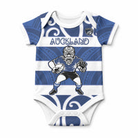Auckland Custom Rugby New Zealand Baby Onesie Aotearoa Maori Pukana Tiki Mascot