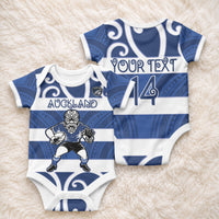 Auckland Custom Rugby New Zealand Baby Onesie Aotearoa Maori Pukana Tiki Mascot