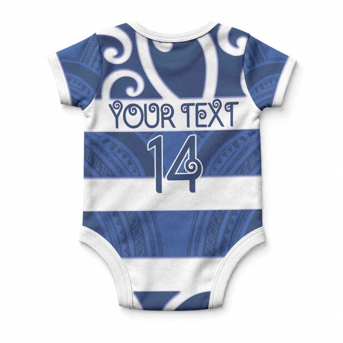 Auckland Custom Rugby New Zealand Baby Onesie Aotearoa Maori Pukana Tiki Mascot
