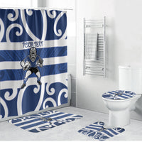 Auckland Custom Rugby New Zealand Bathroom Set Aotearoa Maori Pukana Tiki Mascot