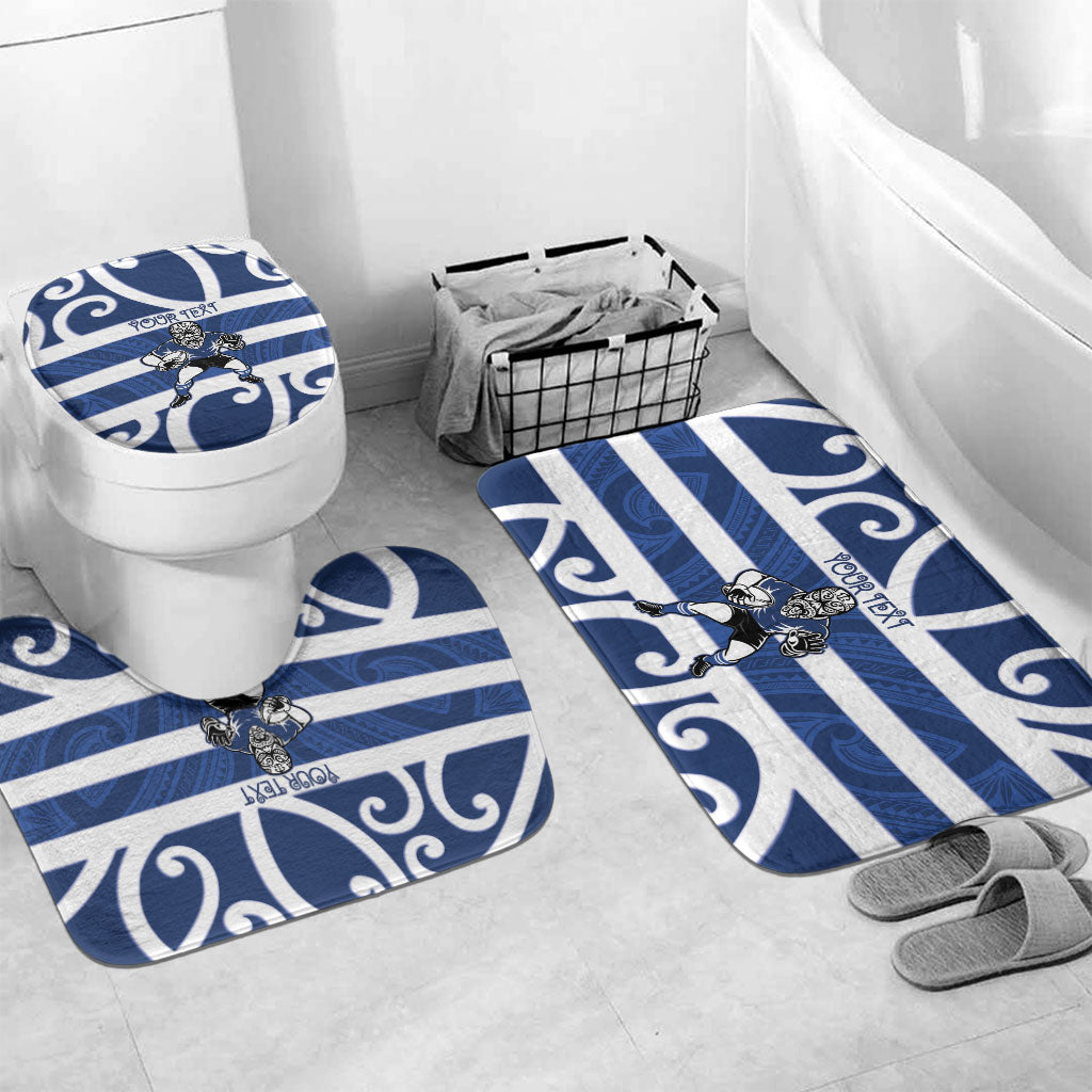 Auckland Custom Rugby New Zealand Bathroom Set Aotearoa Maori Pukana Tiki Mascot