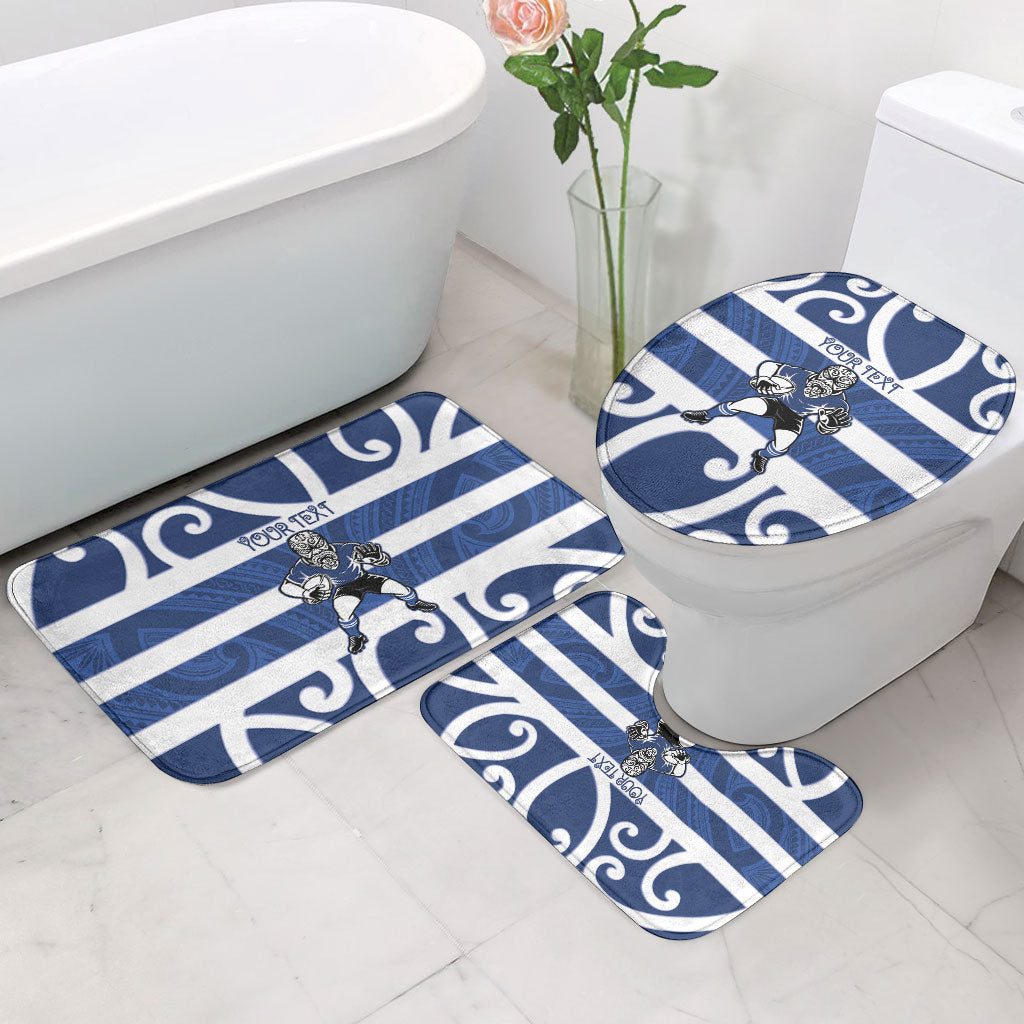 Auckland Custom Rugby New Zealand Bathroom Set Aotearoa Maori Pukana Tiki Mascot