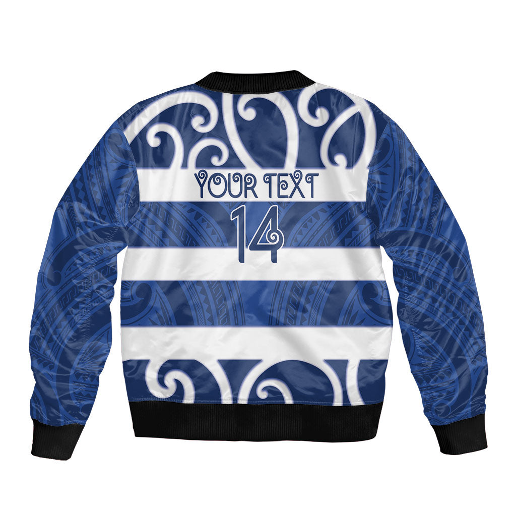 Auckland Custom Rugby New Zealand Bomber Jacket Aotearoa Maori Pukana Tiki Mascot