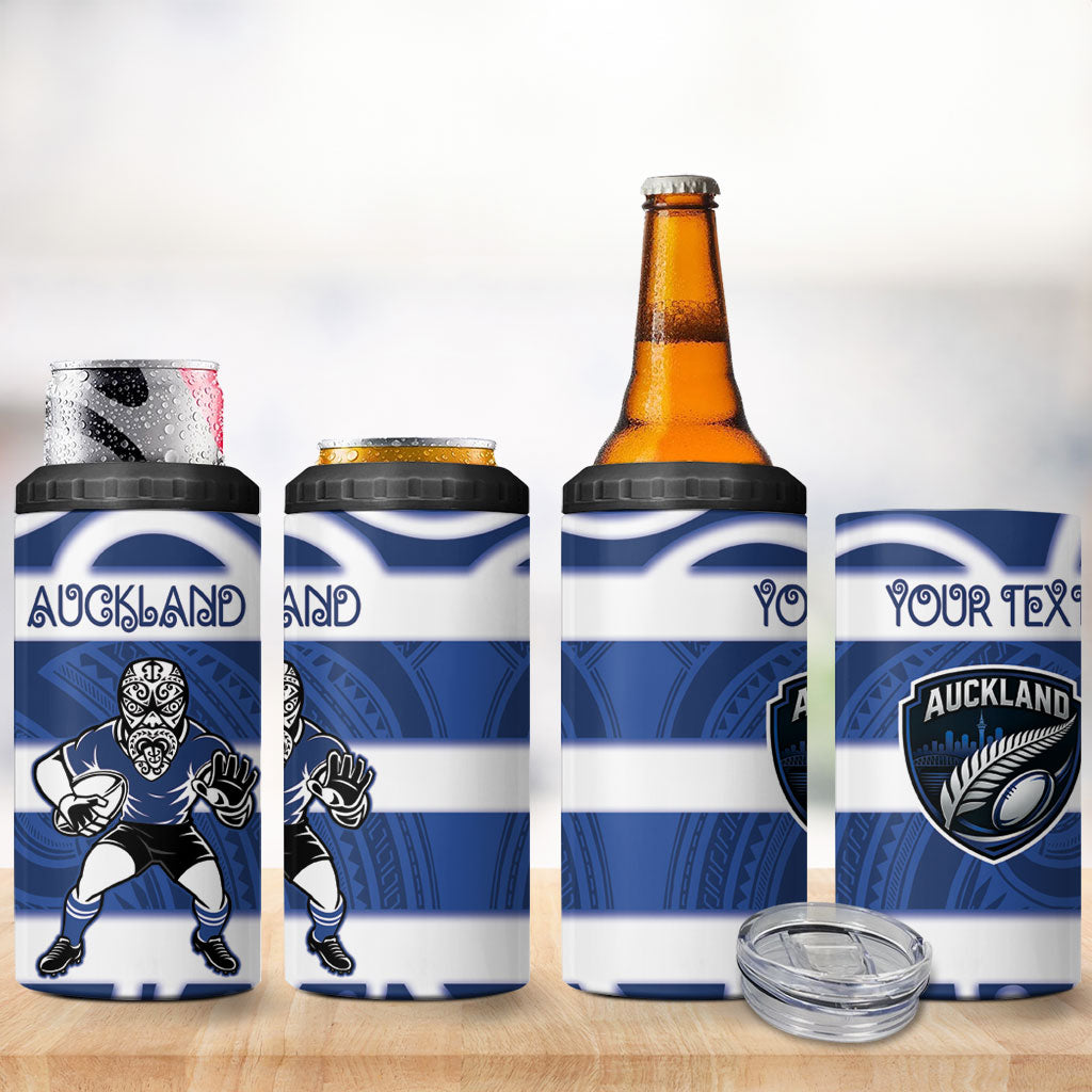 Auckland Custom Rugby New Zealand 4 in 1 Can Cooler Tumbler Aotearoa Maori Pukana Tiki Mascot