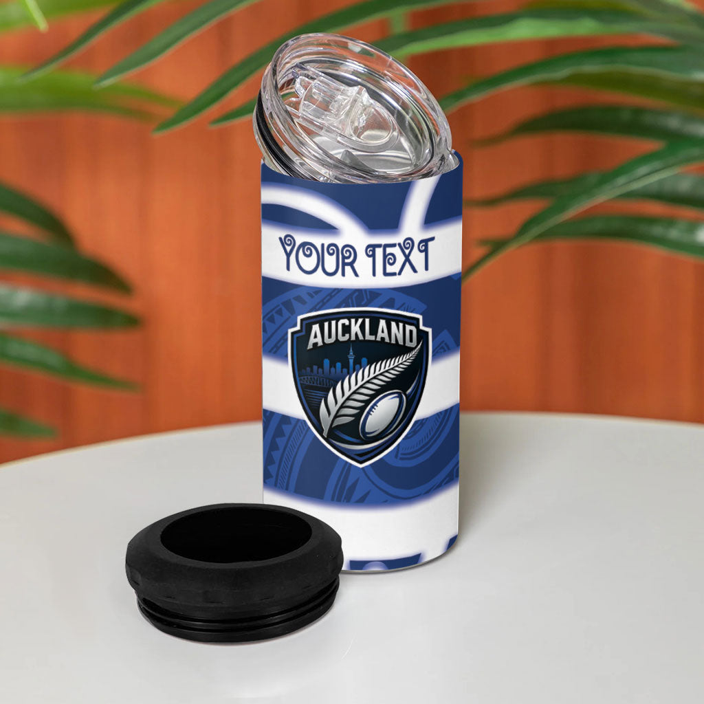 Auckland Custom Rugby New Zealand 4 in 1 Can Cooler Tumbler Aotearoa Maori Pukana Tiki Mascot