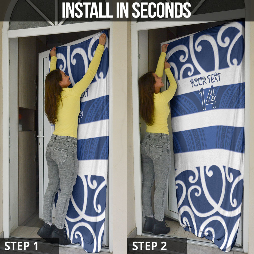 Auckland Custom Rugby New Zealand Door Cover Aotearoa Maori Pukana Tiki Mascot