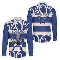 Auckland Custom Rugby New Zealand Family Matching Off The Shoulder Long Sleeve Dress and Hawaiian Shirt Aotearoa Maori Pukana Tiki Mascot