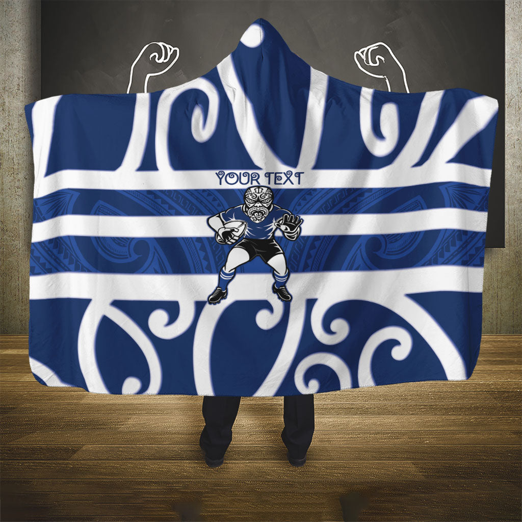 Auckland Custom Rugby New Zealand Hooded Blanket Aotearoa Maori Pukana Tiki Mascot