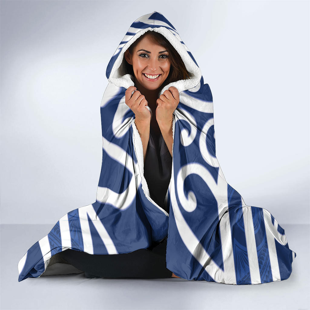 Auckland Custom Rugby New Zealand Hooded Blanket Aotearoa Maori Pukana Tiki Mascot