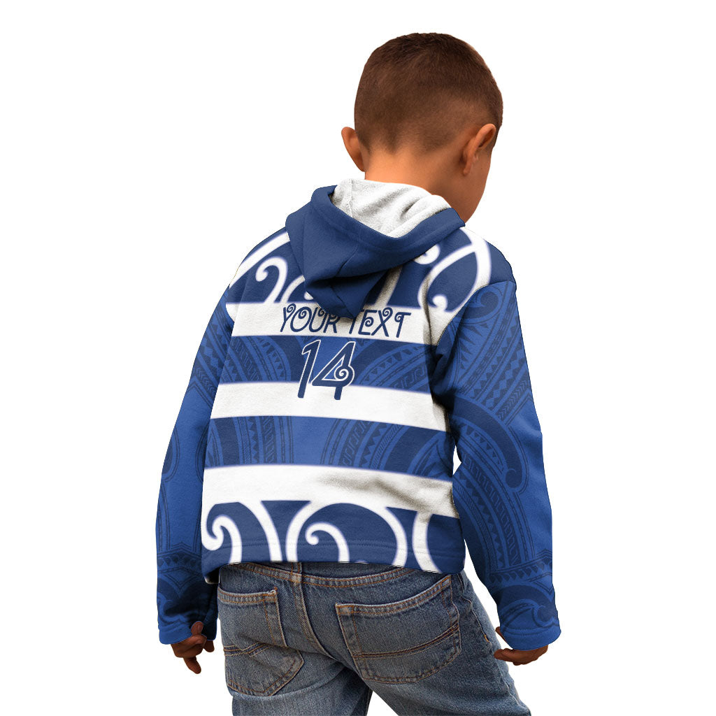 Auckland Custom Rugby New Zealand Kid Hoodie Aotearoa Maori Pukana Tiki Mascot