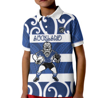 Auckland Custom Rugby New Zealand Kid Polo Shirt Aotearoa Maori Pukana Tiki Mascot