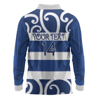 Auckland Custom Rugby New Zealand Long Sleeve Polo Shirt Aotearoa Maori Pukana Tiki Mascot