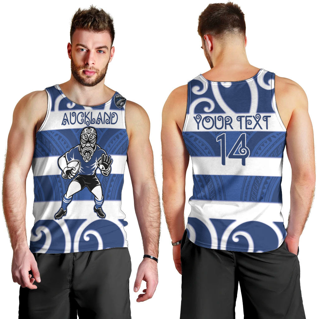 Auckland Custom Rugby New Zealand Men Tank Top Aotearoa Maori Pukana Tiki Mascot