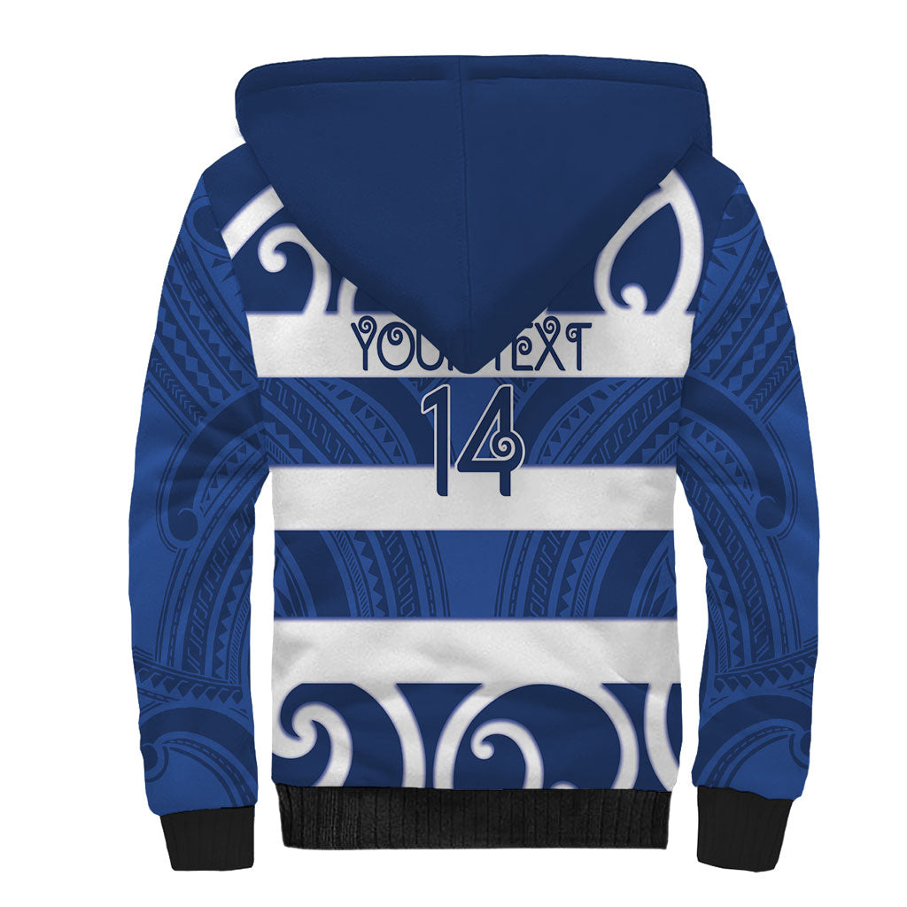 Auckland Custom Rugby New Zealand Sherpa Hoodie Aotearoa Maori Pukana Tiki Mascot
