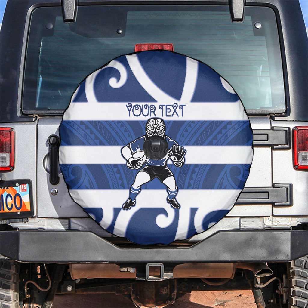 Auckland Custom Rugby New Zealand Spare Tire Cover Aotearoa Maori Pukana Tiki Mascot