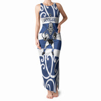Auckland Custom Rugby New Zealand Tank Maxi Dress Aotearoa Maori Pukana Tiki Mascot