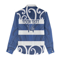 Auckland Custom Rugby New Zealand Women Casual Shirt Aotearoa Maori Pukana Tiki Mascot