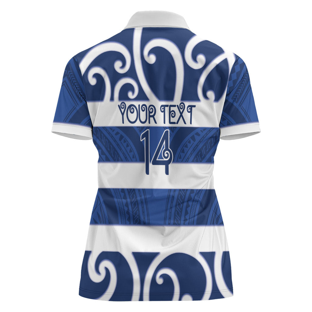 Auckland Custom Rugby New Zealand Women Polo Shirt Aotearoa Maori Pukana Tiki Mascot