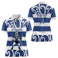 Auckland Custom Rugby New Zealand Women Polo Shirt Aotearoa Maori Pukana Tiki Mascot