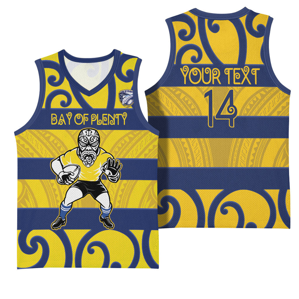 Bay of Plenty Custom Rugby New Zealand Basketball Jersey Aotearoa Maori Pukana Tiki Mascot
