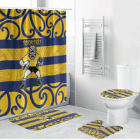 Bay of Plenty Custom Rugby New Zealand Bathroom Set Aotearoa Maori Pukana Tiki Mascot