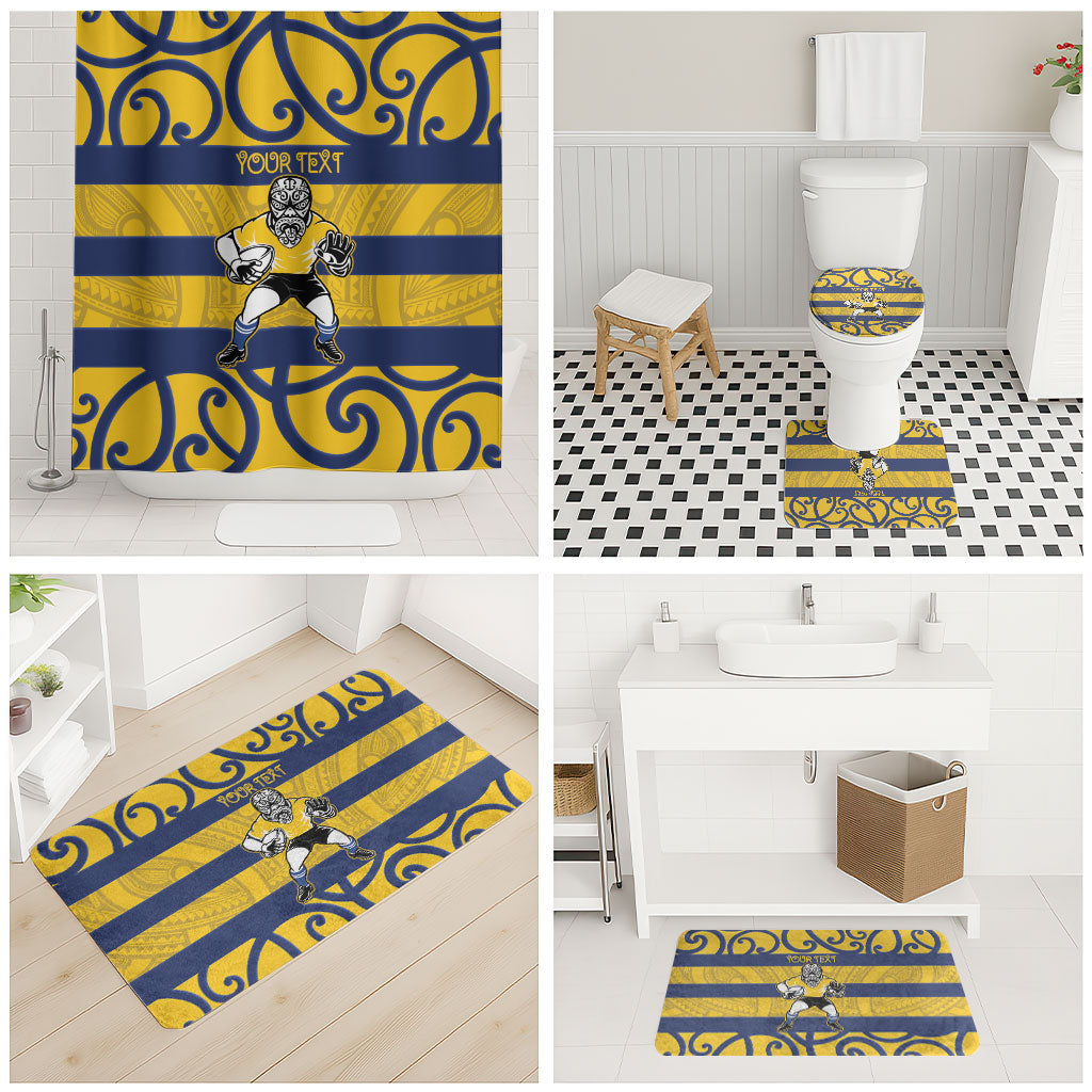 Bay of Plenty Custom Rugby New Zealand Bathroom Set Aotearoa Maori Pukana Tiki Mascot