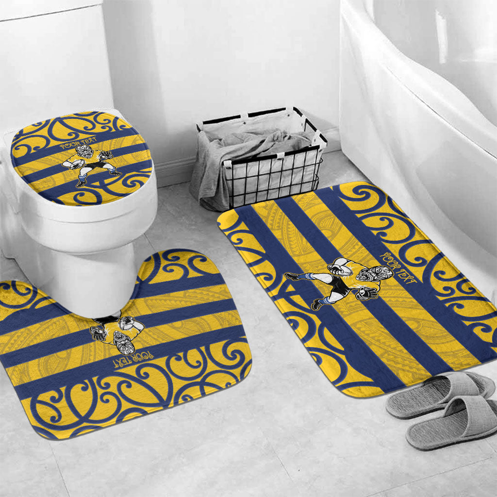 Bay of Plenty Custom Rugby New Zealand Bathroom Set Aotearoa Maori Pukana Tiki Mascot