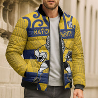 Bay of Plenty Custom Rugby New Zealand Bomber Puffer Jacket Aotearoa Maori Pukana Tiki Mascot